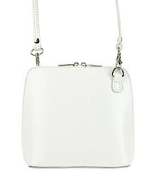 Kožená malá dámska crossbody kabelka biela