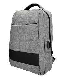 Šedý batoh pre notebook 15,6 palca, USB, UNI