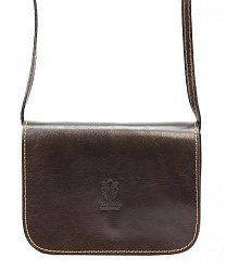 Kožená malá dámska crossbody kabelka tmavo hnedá