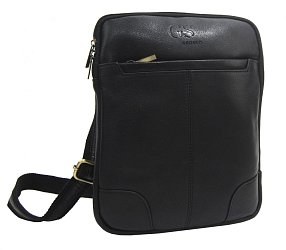 GROSSO Kožená pánska crossbody taška 22x28x6 cm čierna