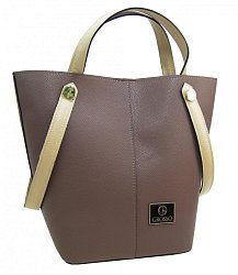 Hnedo-bežová shopper kabelka s fialovým nádychom