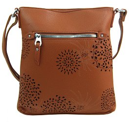 Crossbody dámska kabelka v kvetovanom dizajne hnedá 5432-BB