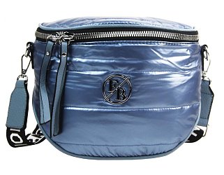 Moderná dámska crossbody kabelka / ľadvinka metalická svetlo modrá
