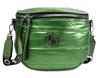 Moderná dámska crossbody kabelka / ľadvinka metalická zelená