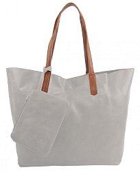 Veľká svetlo šedá shopper dámska taška s crossbody vo vnútri