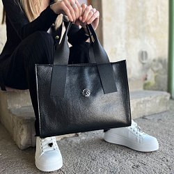 Elegantná väčšia čierna dámska kabelka do ruky S684 GROSSO