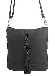 Malá crossbody dámska kabelka s príveskom 1994-BB tmavo šedá