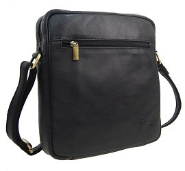GROSSO Kožená pánska crossbody taška 23,5x26x6 cm čierna